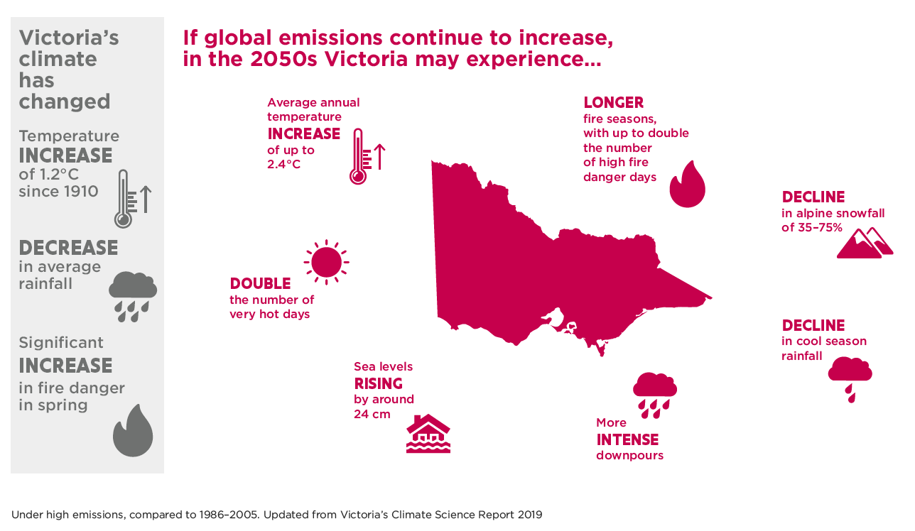 In 2019, 70% of Victoria’s emissions come from the energy sector, transport is responsible for 25%, agriculture emitted 17%, industrial processes and product use represented 4%, and the waste sector accounted for the remaining 3%. Victoria’s forests and natural systems absorbed around 19% of Victoria’s emissions.